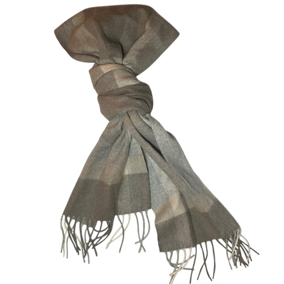 Charter club cashmere scarf neutral plaid - Picture 1 of 3